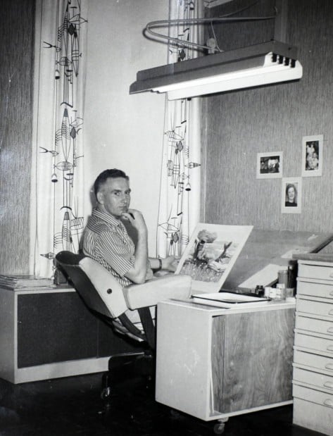 Artist in his NYC studio
